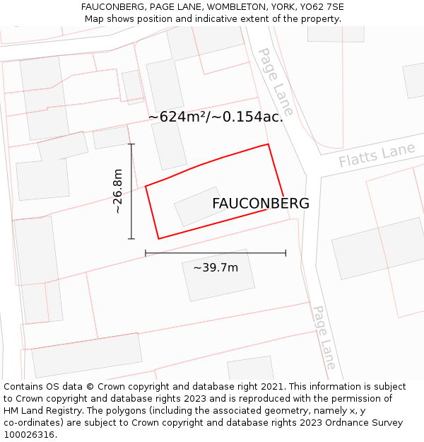 FAUCONBERG, PAGE LANE, WOMBLETON, YORK, YO62 7SE: Plot and title map