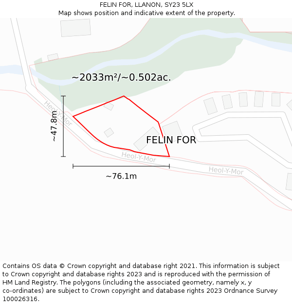 FELIN FOR, LLANON, SY23 5LX: Plot and title map