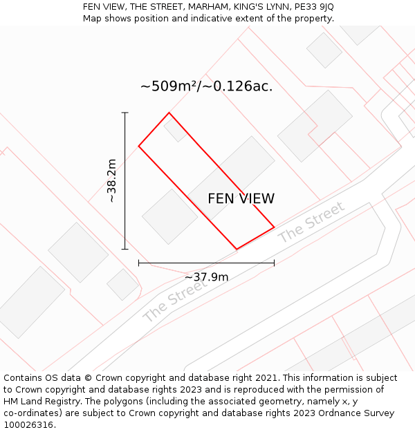 FEN VIEW, THE STREET, MARHAM, KING'S LYNN, PE33 9JQ: Plot and title map