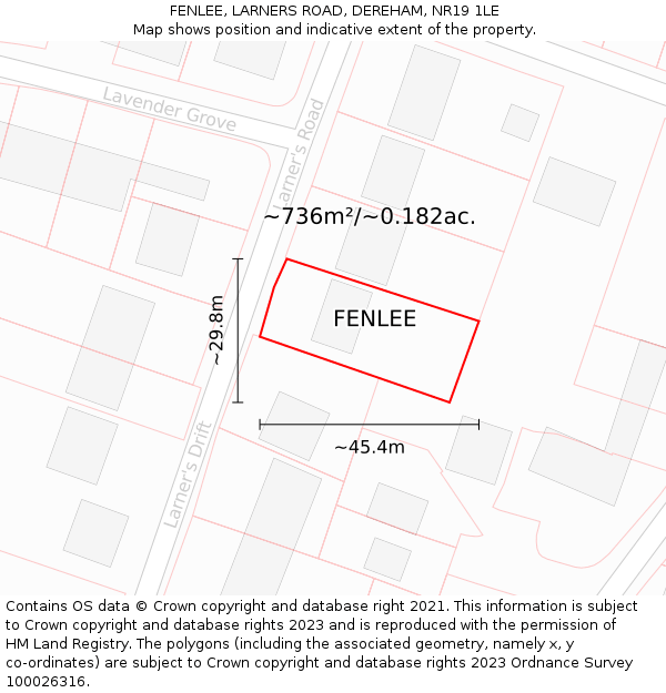 FENLEE, LARNERS ROAD, DEREHAM, NR19 1LE: Plot and title map