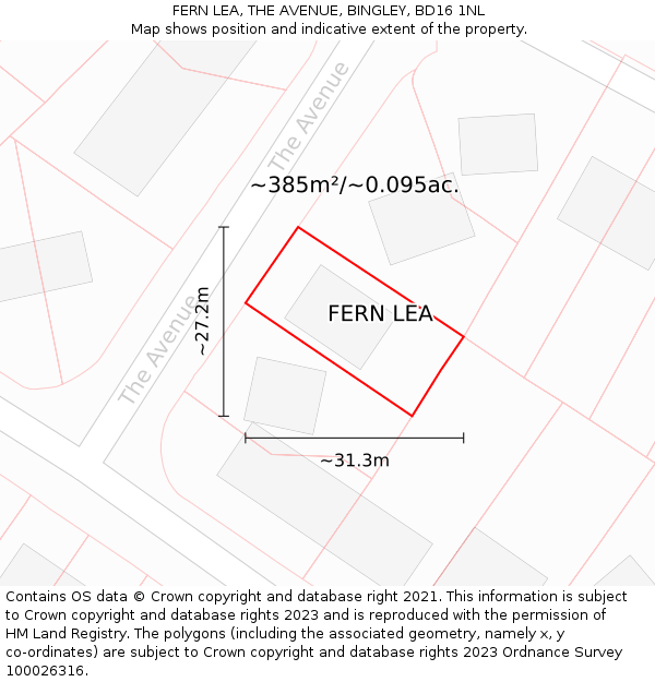 FERN LEA, THE AVENUE, BINGLEY, BD16 1NL: Plot and title map