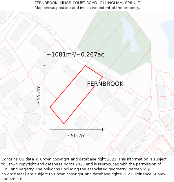 FERNBROOK, KINGS COURT ROAD, GILLINGHAM, SP8 4LE: Plot and title map