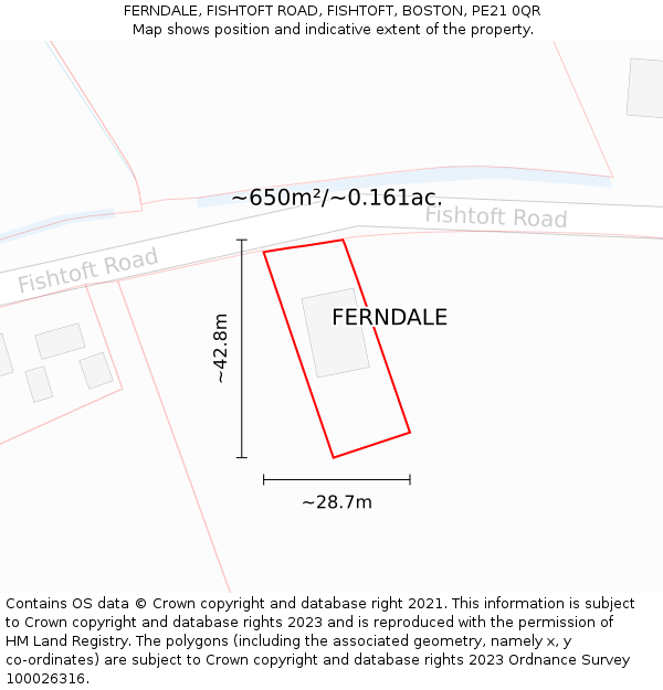 FERNDALE, FISHTOFT ROAD, FISHTOFT, BOSTON, PE21 0QR: Plot and title map