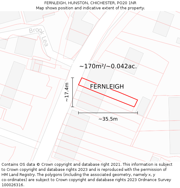 FERNLEIGH, HUNSTON, CHICHESTER, PO20 1NR: Plot and title map