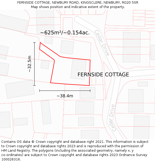 FERNSIDE COTTAGE, NEWBURY ROAD, KINGSCLERE, NEWBURY, RG20 5SR: Plot and title map