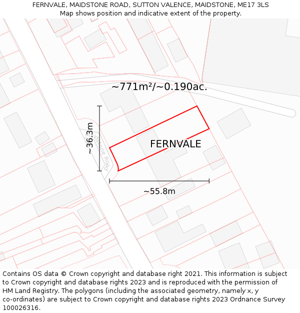 FERNVALE, MAIDSTONE ROAD, SUTTON VALENCE, MAIDSTONE, ME17 3LS: Plot and title map