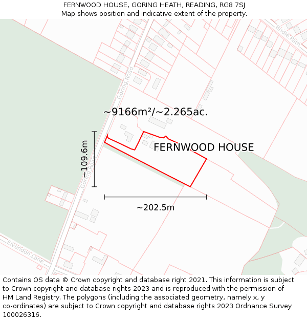 FERNWOOD HOUSE, GORING HEATH, READING, RG8 7SJ: Plot and title map