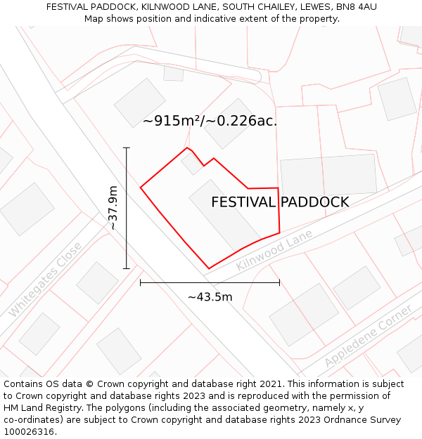 FESTIVAL PADDOCK, KILNWOOD LANE, SOUTH CHAILEY, LEWES, BN8 4AU: Plot and title map