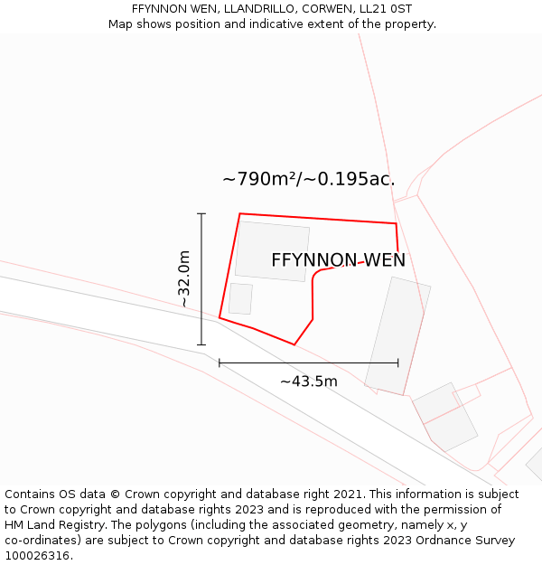 FFYNNON WEN, LLANDRILLO, CORWEN, LL21 0ST: Plot and title map