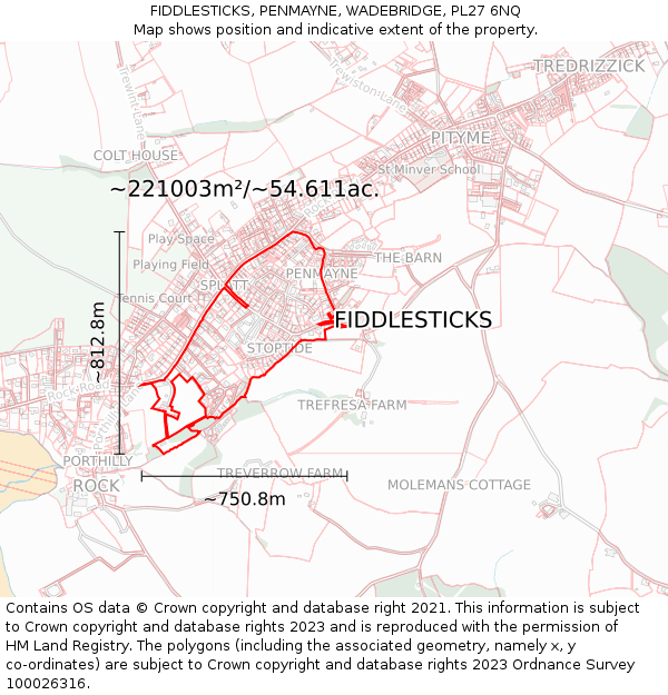 FIDDLESTICKS, PENMAYNE, WADEBRIDGE, PL27 6NQ: Plot and title map