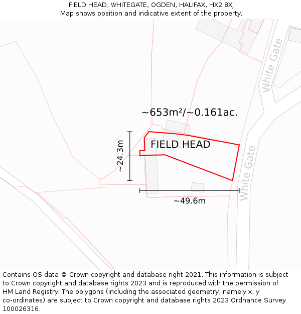 FIELD HEAD, WHITEGATE, OGDEN, HALIFAX, HX2 8XJ: Plot and title map