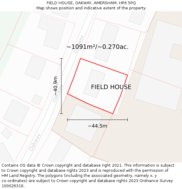 FIELD HOUSE, OAKWAY, AMERSHAM, HP6 5PQ: Plot and title map