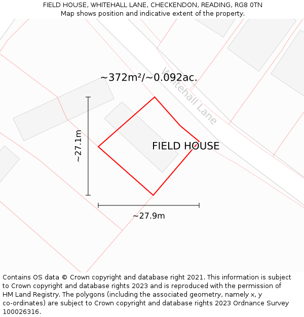 FIELD HOUSE, WHITEHALL LANE, CHECKENDON, READING, RG8 0TN: Plot and title map