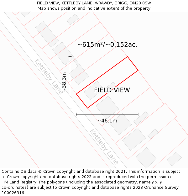 FIELD VIEW, KETTLEBY LANE, WRAWBY, BRIGG, DN20 8SW: Plot and title map