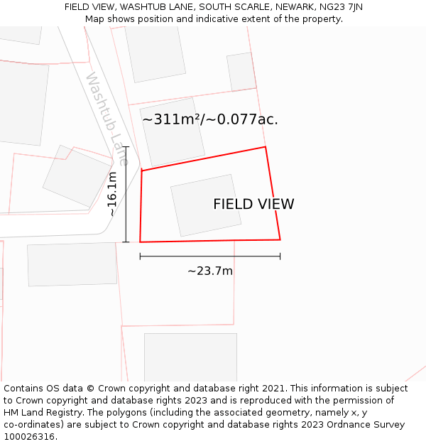 FIELD VIEW, WASHTUB LANE, SOUTH SCARLE, NEWARK, NG23 7JN: Plot and title map