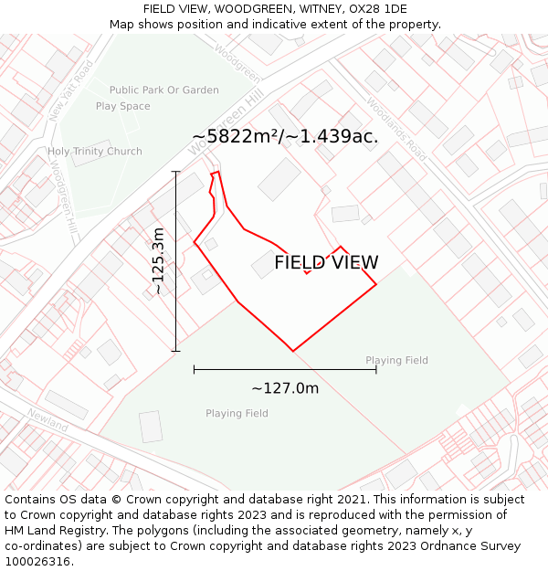 FIELD VIEW, WOODGREEN, WITNEY, OX28 1DE: Plot and title map