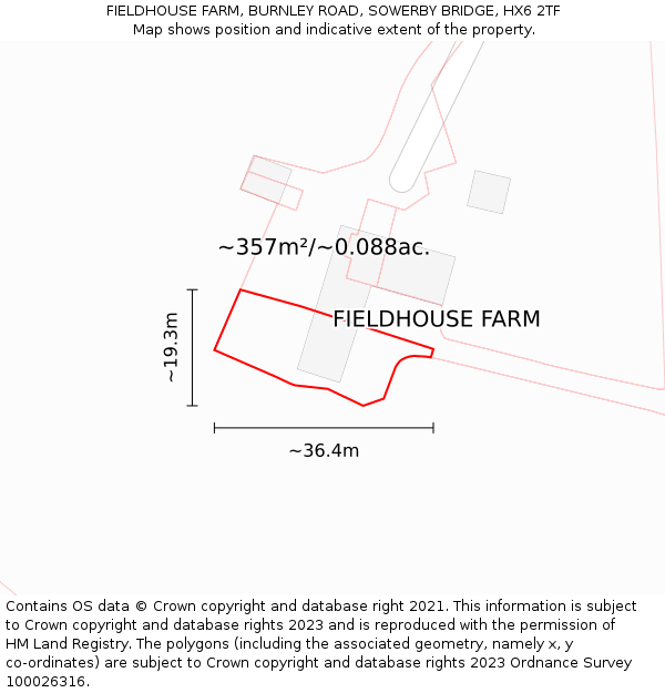 FIELDHOUSE FARM, BURNLEY ROAD, SOWERBY BRIDGE, HX6 2TF: Plot and title map