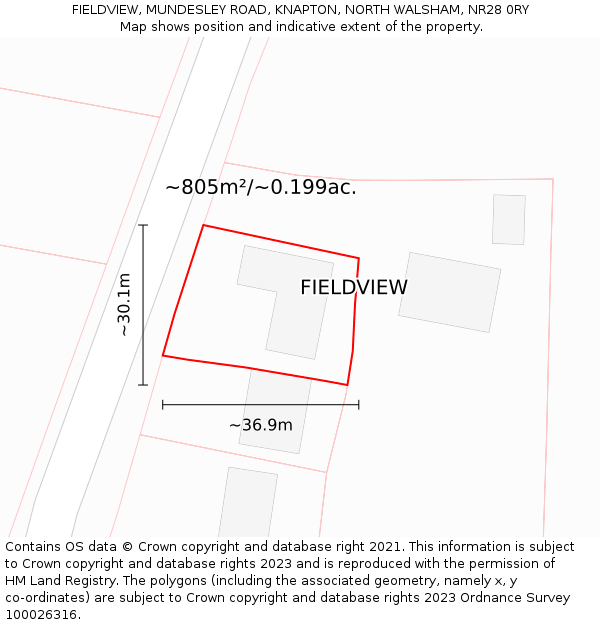 FIELDVIEW, MUNDESLEY ROAD, KNAPTON, NORTH WALSHAM, NR28 0RY: Plot and title map