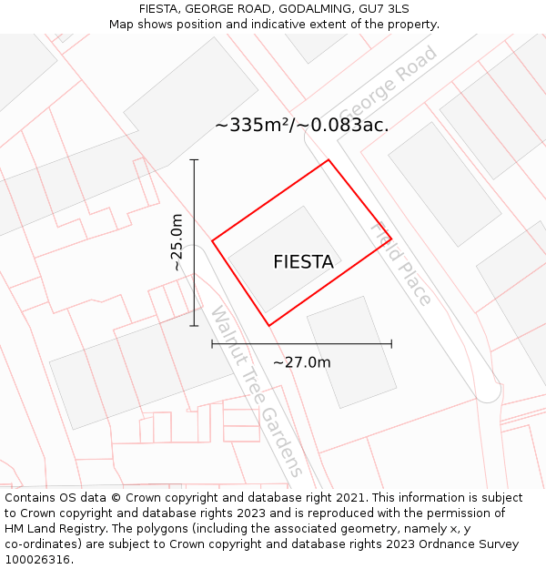 FIESTA, GEORGE ROAD, GODALMING, GU7 3LS: Plot and title map