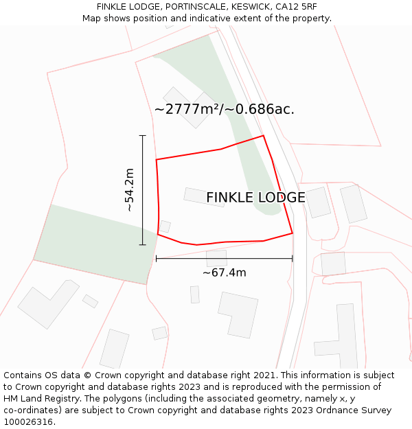 FINKLE LODGE, PORTINSCALE, KESWICK, CA12 5RF: Plot and title map