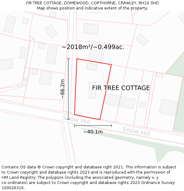 FIR TREE COTTAGE, DOMEWOOD, COPTHORNE, CRAWLEY, RH10 3HD: Plot and title map