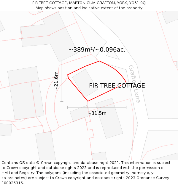 FIR TREE COTTAGE, MARTON CUM GRAFTON, YORK, YO51 9QJ: Plot and title map
