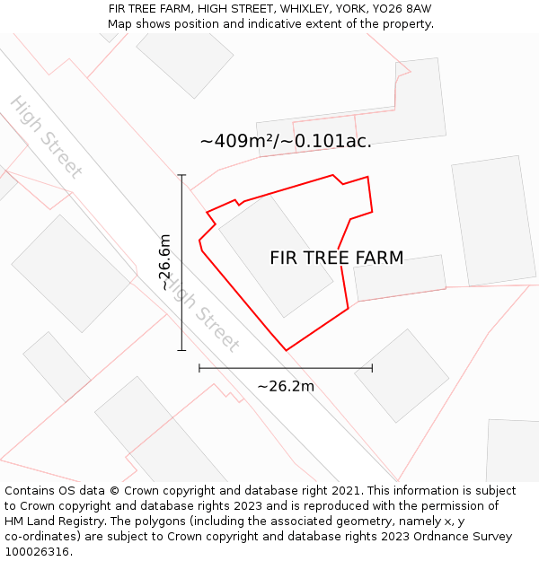 FIR TREE FARM, HIGH STREET, WHIXLEY, YORK, YO26 8AW: Plot and title map