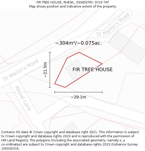 FIR TREE HOUSE, RHEWL, OSWESTRY, SY10 7AT: Plot and title map