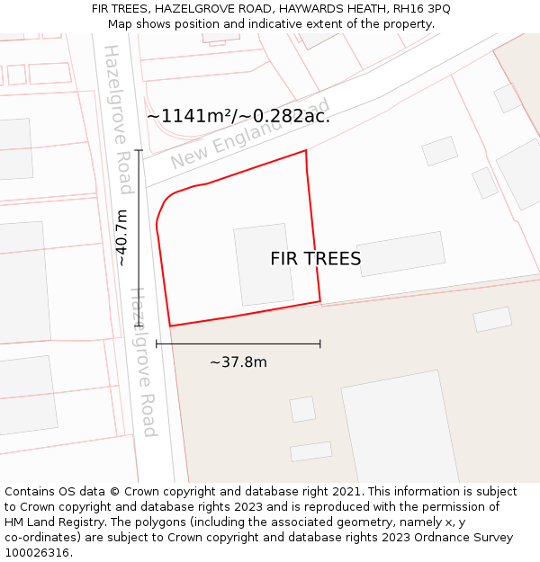 FIR TREES, HAZELGROVE ROAD, HAYWARDS HEATH, RH16 3PQ: Plot and title map