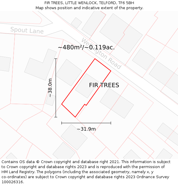 FIR TREES, LITTLE WENLOCK, TELFORD, TF6 5BH: Plot and title map