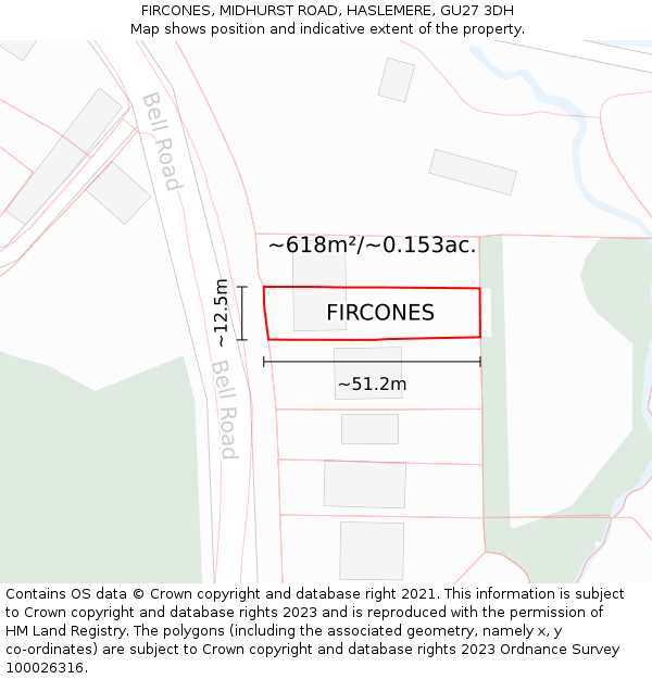 FIRCONES, MIDHURST ROAD, HASLEMERE, GU27 3DH: Plot and title map