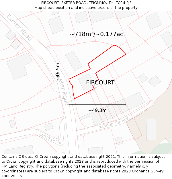 FIRCOURT, EXETER ROAD, TEIGNMOUTH, TQ14 9JF: Plot and title map