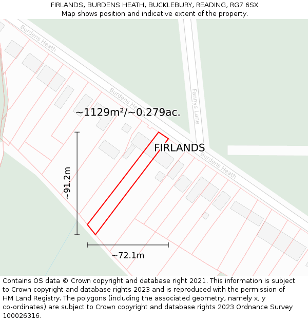 FIRLANDS, BURDENS HEATH, BUCKLEBURY, READING, RG7 6SX: Plot and title map