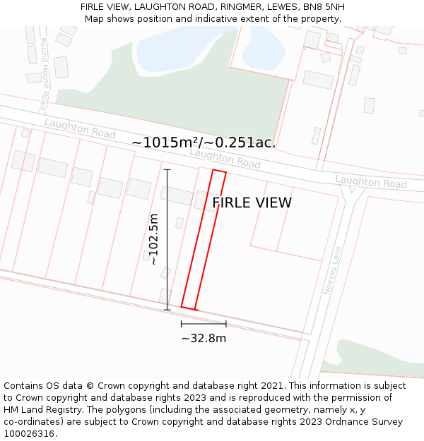 FIRLE VIEW, LAUGHTON ROAD, RINGMER, LEWES, BN8 5NH: Plot and title map