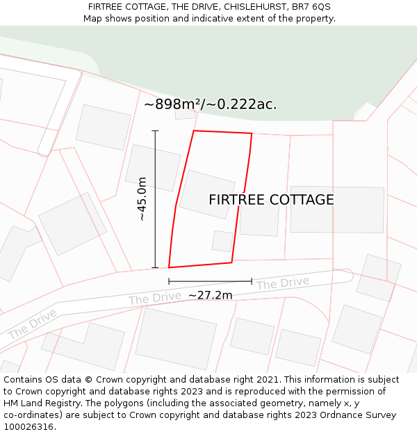 FIRTREE COTTAGE, THE DRIVE, CHISLEHURST, BR7 6QS: Plot and title map