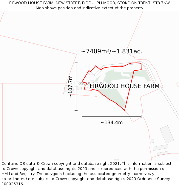 FIRWOOD HOUSE FARM, NEW STREET, BIDDULPH MOOR, STOKE-ON-TRENT, ST8 7NW: Plot and title map