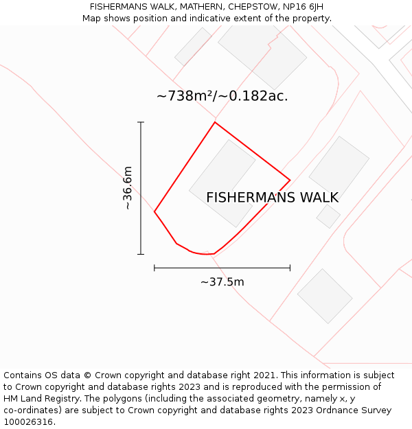 FISHERMANS WALK, MATHERN, CHEPSTOW, NP16 6JH: Plot and title map