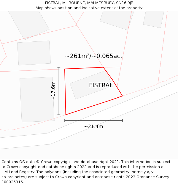 FISTRAL, MILBOURNE, MALMESBURY, SN16 9JB: Plot and title map