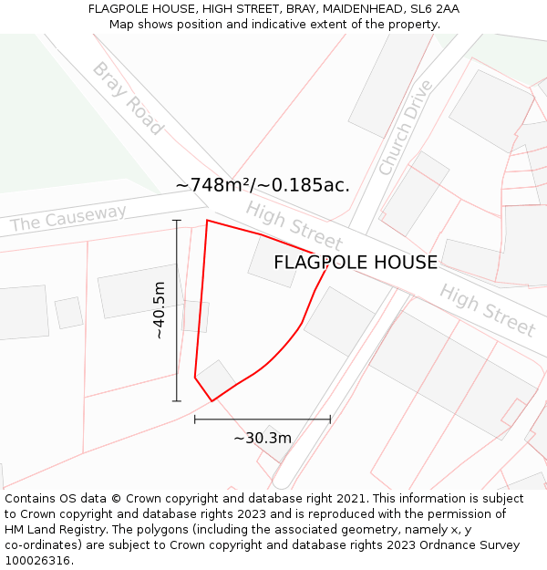 FLAGPOLE HOUSE, HIGH STREET, BRAY, MAIDENHEAD, SL6 2AA: Plot and title map