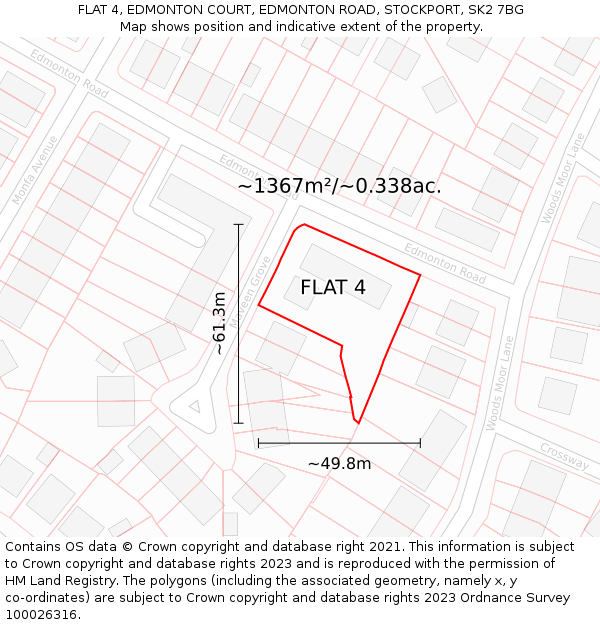 FLAT 4, EDMONTON COURT, EDMONTON ROAD, STOCKPORT, SK2 7BG: Plot and title map