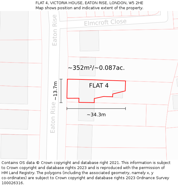 FLAT 4, VICTORIA HOUSE, EATON RISE, LONDON, W5 2HE: Plot and title map