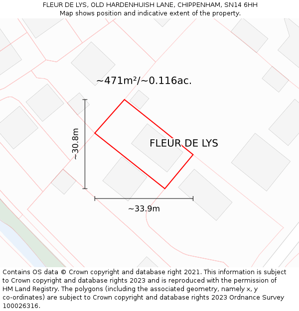 FLEUR DE LYS, OLD HARDENHUISH LANE, CHIPPENHAM, SN14 6HH: Plot and title map