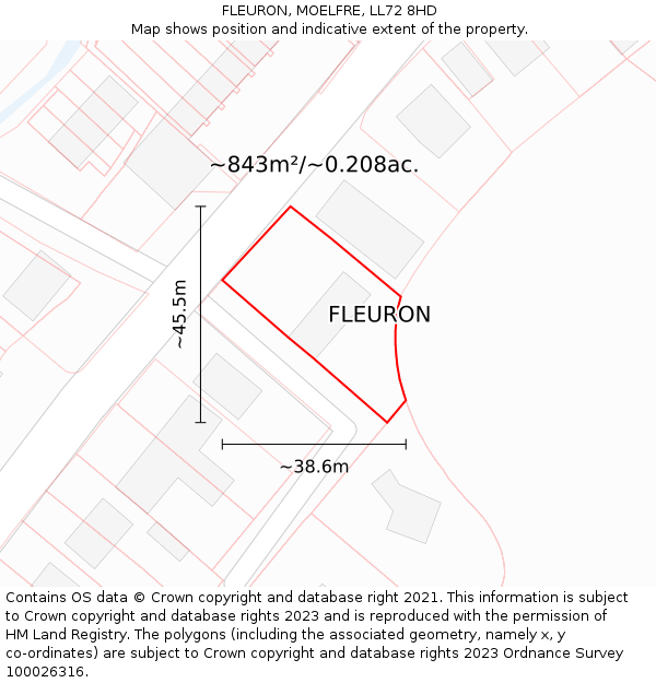 FLEURON, MOELFRE, LL72 8HD: Plot and title map