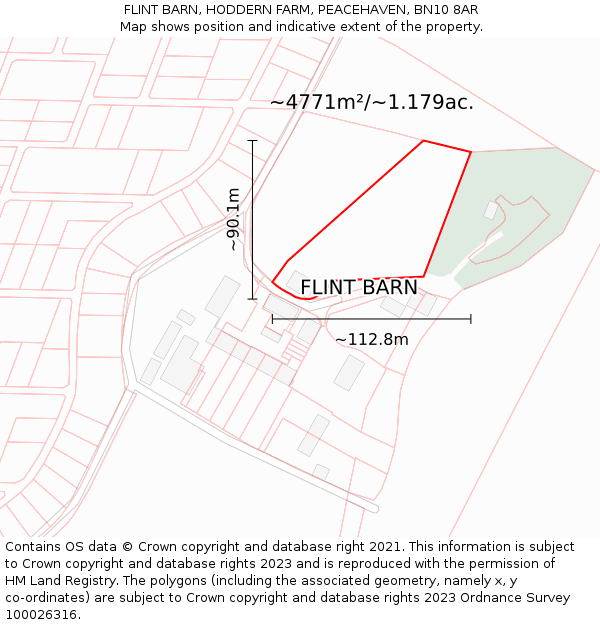 FLINT BARN, HODDERN FARM, PEACEHAVEN, BN10 8AR: Plot and title map