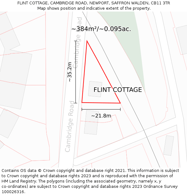 FLINT COTTAGE, CAMBRIDGE ROAD, NEWPORT, SAFFRON WALDEN, CB11 3TR: Plot and title map