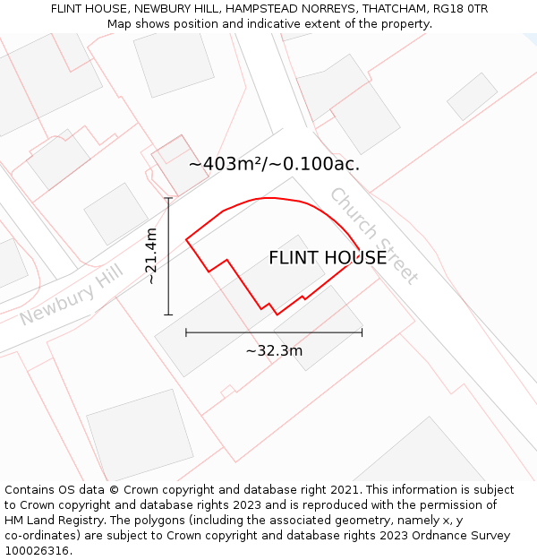 FLINT HOUSE, NEWBURY HILL, HAMPSTEAD NORREYS, THATCHAM, RG18 0TR: Plot and title map