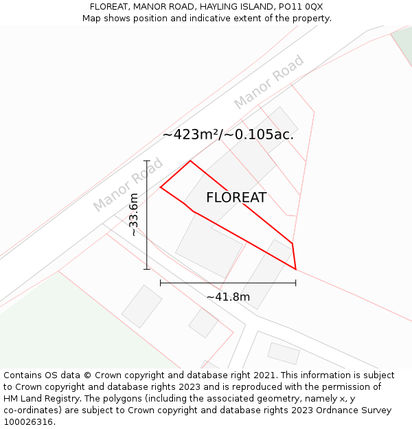 FLOREAT, MANOR ROAD, HAYLING ISLAND, PO11 0QX: Plot and title map