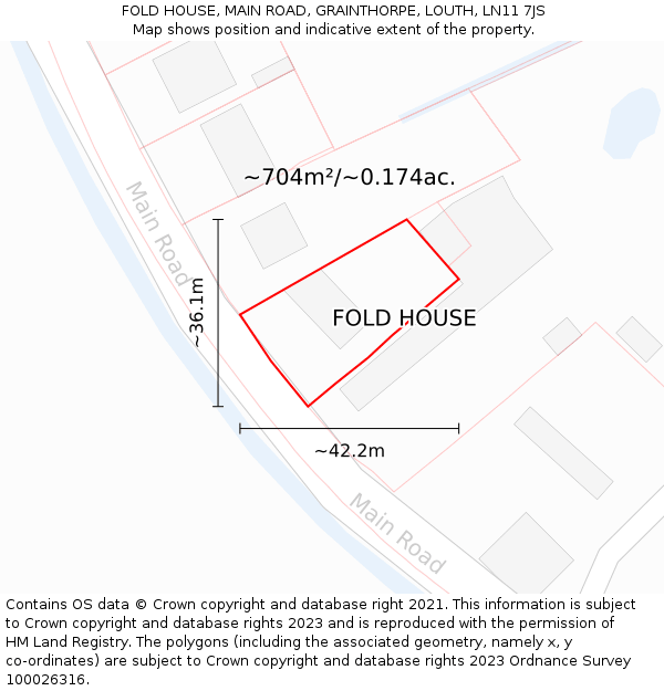 FOLD HOUSE, MAIN ROAD, GRAINTHORPE, LOUTH, LN11 7JS: Plot and title map