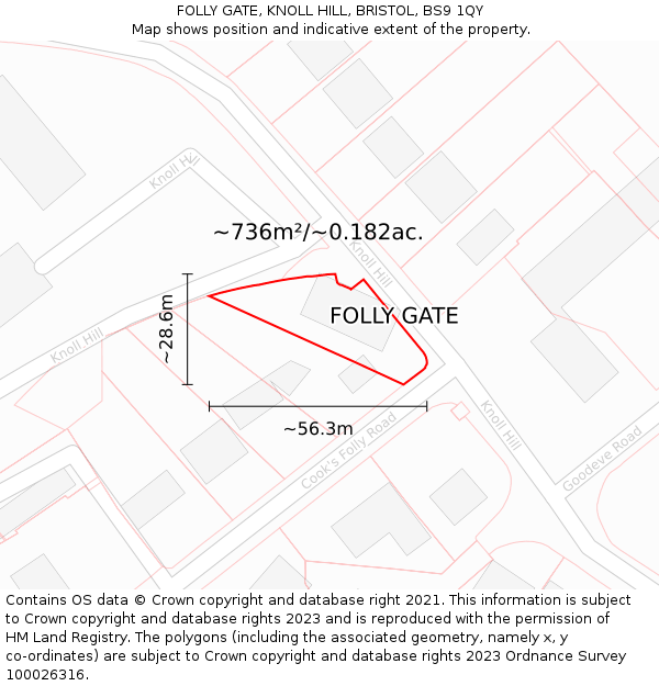 FOLLY GATE, KNOLL HILL, BRISTOL, BS9 1QY: Plot and title map