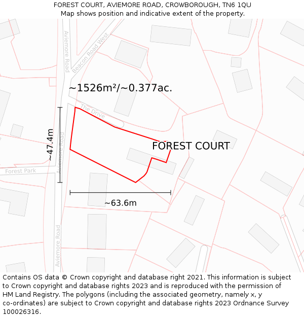 FOREST COURT, AVIEMORE ROAD, CROWBOROUGH, TN6 1QU: Plot and title map